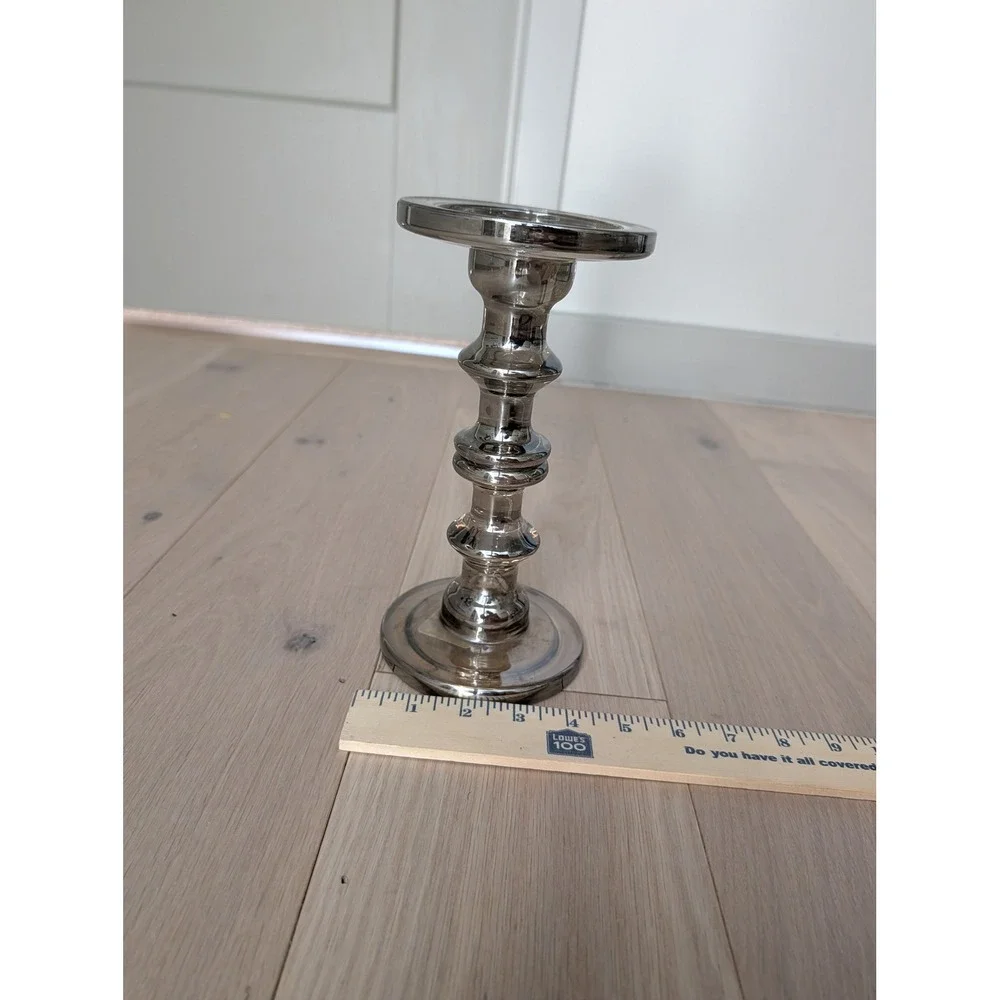 Smoky Gray Glass Pillar Candle Holder | Modern Vintage Decor